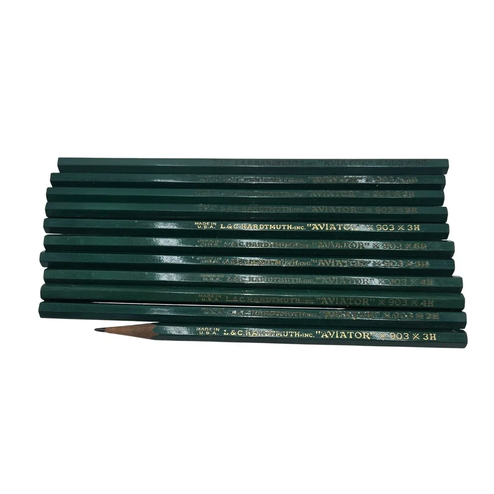 Vintage LC Hardtmuth Aviator 903 Pencils‎ Lot USA Green Drawing Drafting Mixed